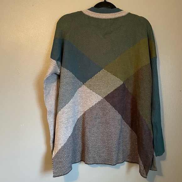 NWT Joseph A. Sz Large Women’s Green V-neck Oversized Sweater Argyle Block $78! - Picture 12 of 12
